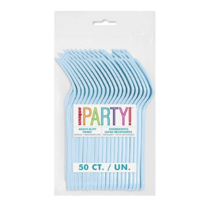 Powder Blue Premium Plastic Forks | 50ct