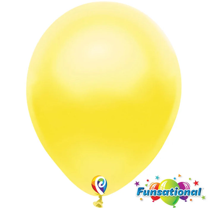 12" Pearl Yellow Funsational shown against a plain white background — a latex balloons party item.