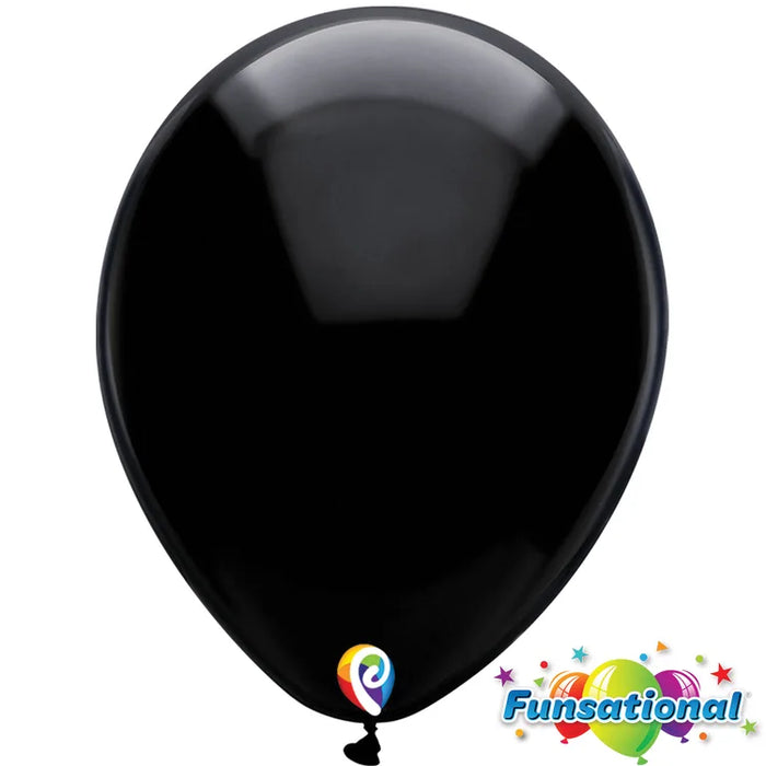 7" Black Funsational shown against a plain white background — a latex balloons party item.