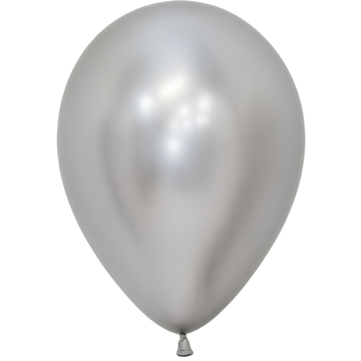 Reflex Silver 11-inch latex balloon with bright silver color and glossy reflective finish