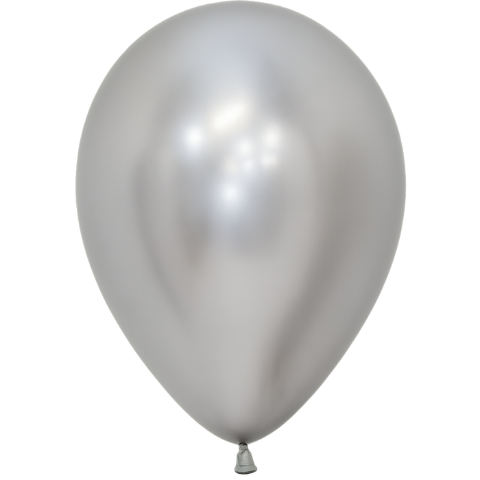 Reflex Silver 11-inch latex balloon with bright silver color and glossy reflective finish