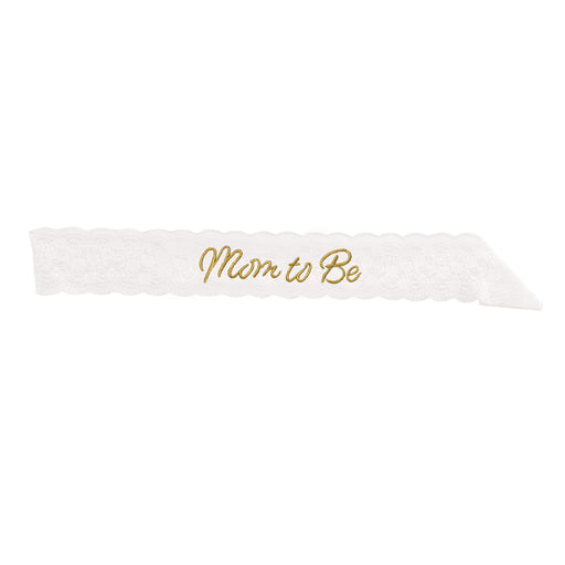 Mom To Be White Lace Sash | 1ct