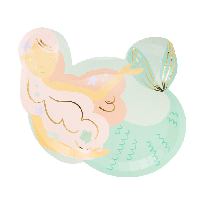 Mermaid Shaped Paper Plate | 8ct