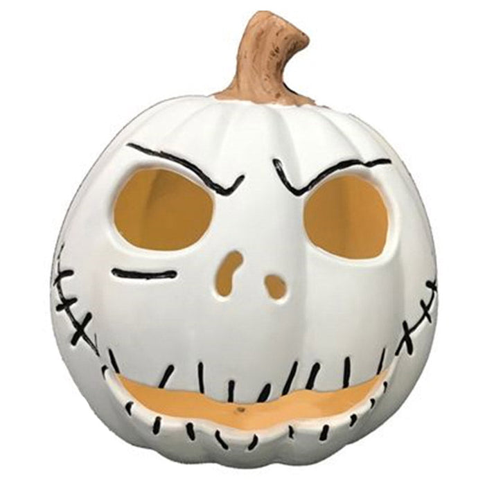 Product photo of the NBC 10" Light Up Pumpkin Jack Skellinton Battery Operated on a plain white background. A Halloween decoration.