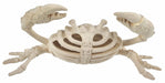 Product photo of the Mini Skeleton Crab on a plain white background. It measures about 5.75"x3.5x2.25. A Halloween decoration.