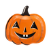 Pumpkin-shaped paper plate with a smiling face on a white background