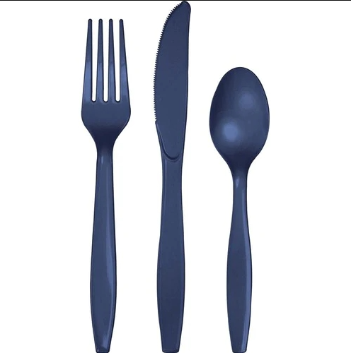 Navy Assorted Cutlery | 24ct