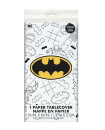 Batman Activity Paper Tablecover packaging with Batman logo, outline-style activity graphics, and comic-inspired designs.