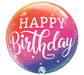 A 22-inch foil balloon shown inflated against a white background, printed with a birthday ombre & dots bubble balloon | 1ct design.
