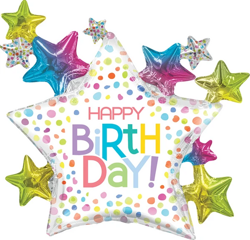 36" Birthday Stars and Painted Dots SuperShape | 1ct