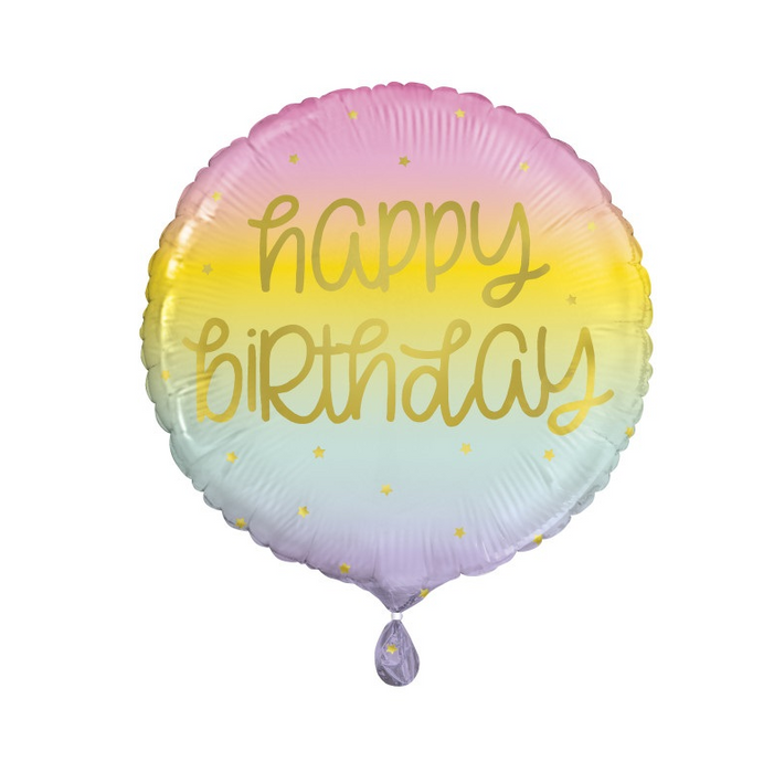 18" Gold Pastel Rainbow Birthday Balloon | 1ct