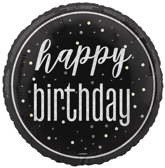 Black "Happy Birthday" Glitz Balloon | 1ct