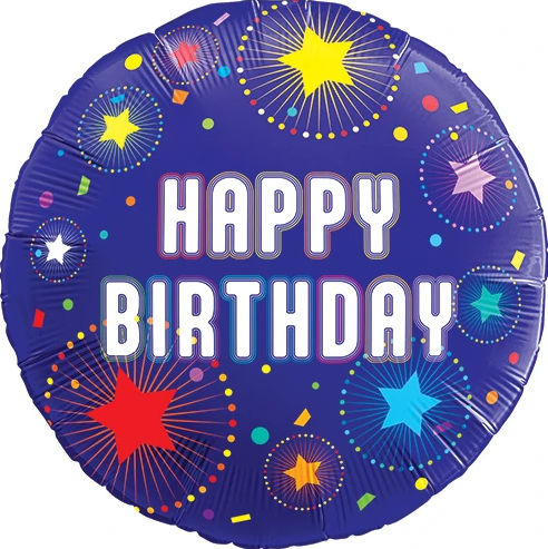18" Birthday Stars and Dots Balloon | 1ct