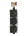 A black faux-leather stamping pouch belt shown in three stacked views on a white card, with a Stampfire brand header card at the top, set against a solid white background.