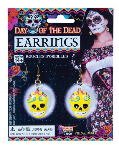 Day of the Dead Yellow Skull Earrings | 1ct
