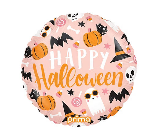 Round Happy Halloween Cute Icons Mylar Balloon 18" | 1ct