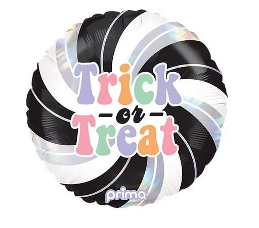 Round Trick-or-Treat Holographic Swirl Mylar Balloon 18" | 1ct