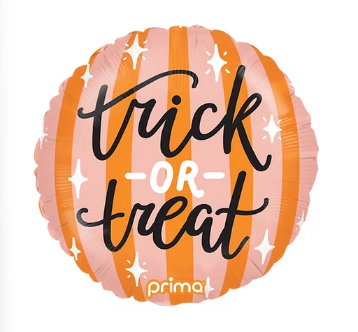 Round Trick-or-Treat Peach and Orange Stripes Mylar Balloon 18" | 1ct