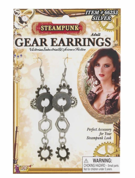 Silver Gear Steampunk Earrings | 1ct