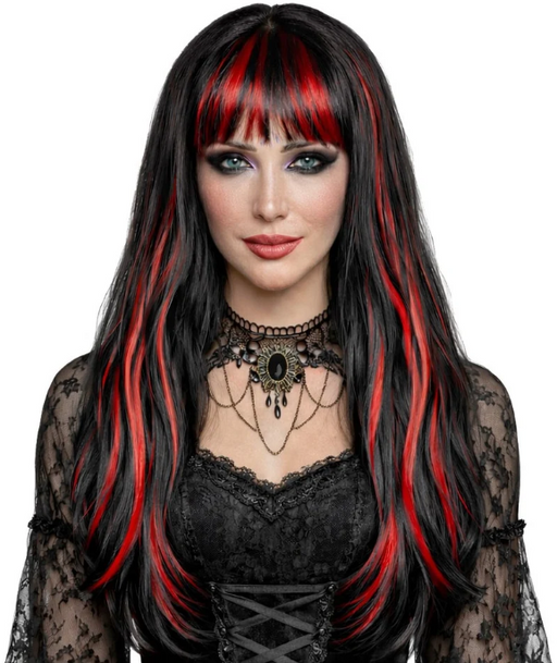 Gothic Red/Black Long Wig | 1ct