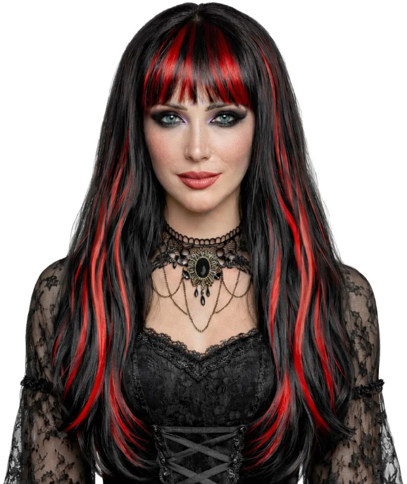 Gothic Red/Black Long Wig | 1ct