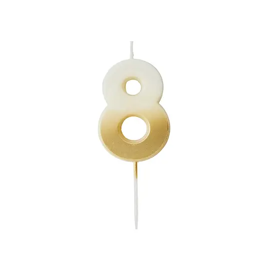Gold Ombre Number '8' Candle | 1ct