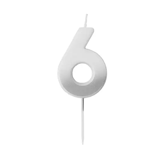 Silver Ombre Number '6' Candle | 1ct