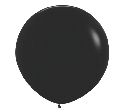 Single inflated 36-inch black latex balloon