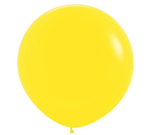 Single inflated 36-inch yellow latex balloon