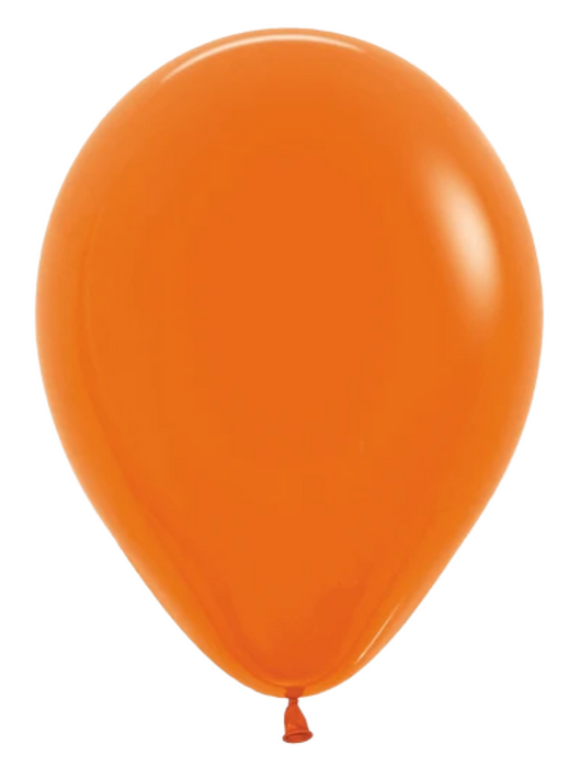 Single inflated 11-inch orange latex balloon