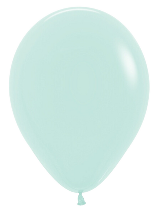 Single inflated 11-inch Pastel Matte Green color latex balloon