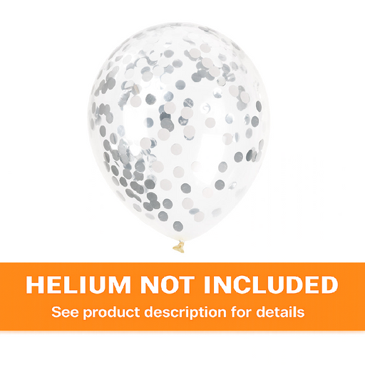 Clear Latex W/ Silver Confetti Balloon Pack 12in | 6ct