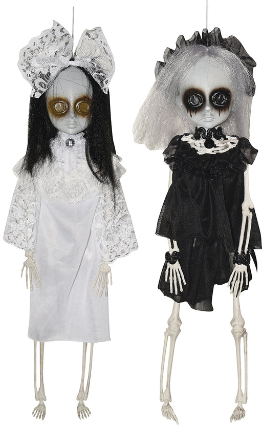 Halloween Black or White Dress Skeleton Doll 16" | 1 ct