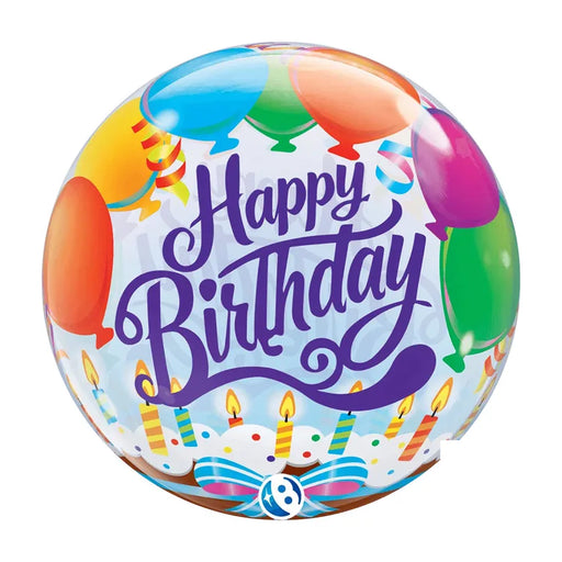 22" Birthday Balloons & Candles Bubble Balloon | 1ct