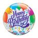 A 22-inch foil balloon shown inflated against a white background, printed with a birthday balloons & candles bubble balloon | 1ct design.