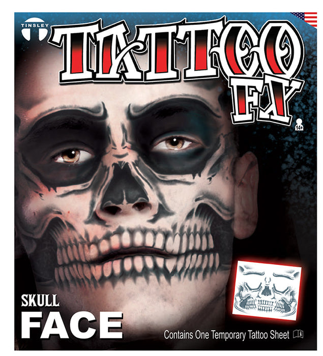 Product photo of Face Tattoo Kit Skull — a Tinsley Transfers special effects makeup product on a plain background.