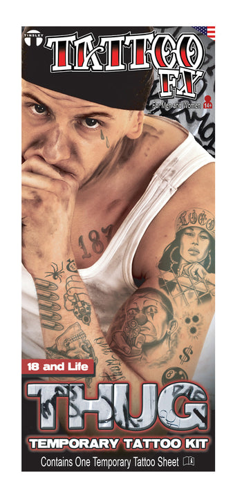Product photo of Character Tattoo Kit Thug — a Tinsley Transfers special effects makeup product on a plain background.