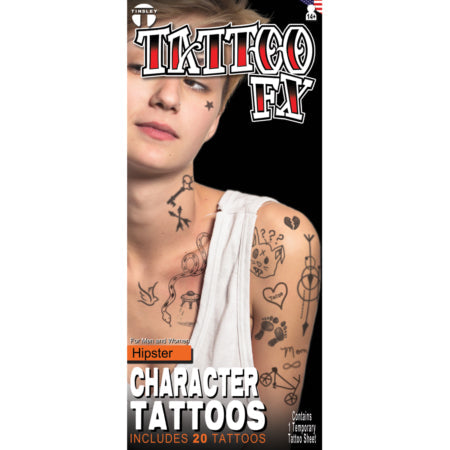 Product photo of Character Tattoo Kit - Hipster, Stick and Poke — a Tinsley Transfers special effects makeup product on a plain background.