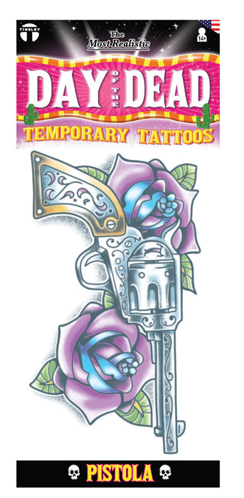 Product photo of DOD Tattoo Pistola — a Tinsley Transfers special effects makeup product on a plain background.