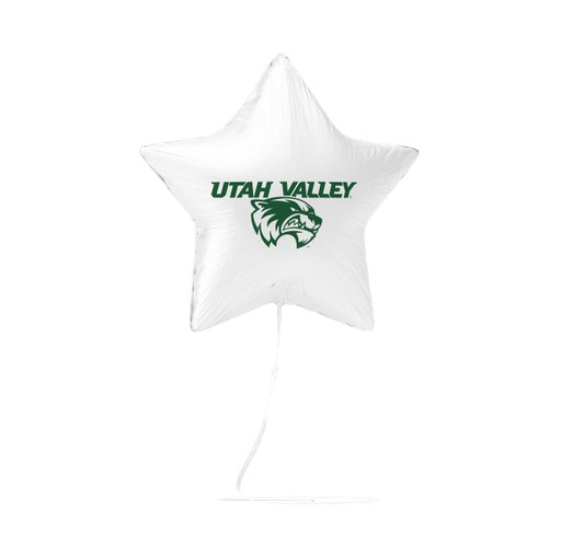 A 17 inch licensed UVU Stacked Logo Mylar Balloon.