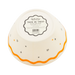 Round white bowl with orange rim and Halloween-themed design on a white background