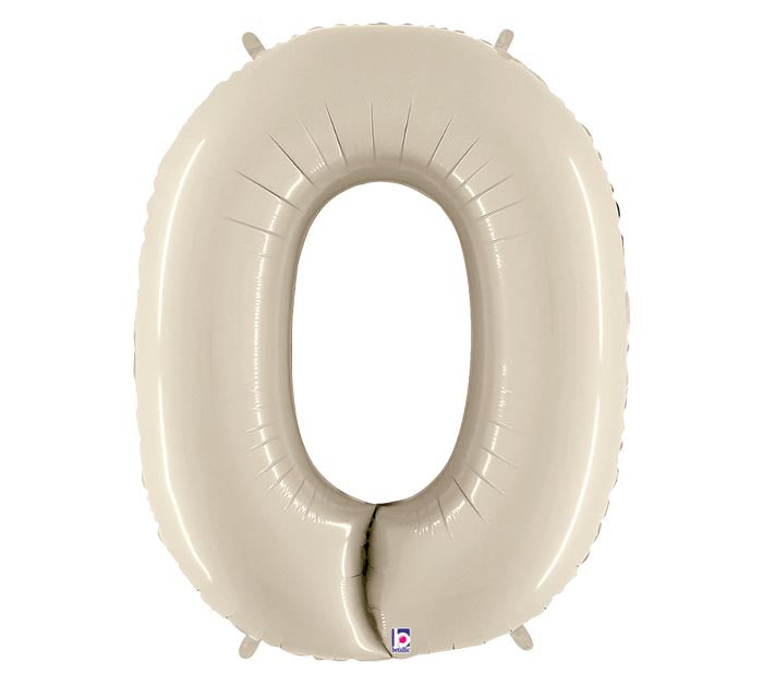 A 0 White Sand Jumbo Number Balloon.