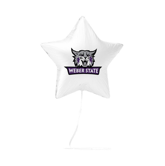 A 17 inch Licensed Weber State Wildcat Logo Mylar Balloon.