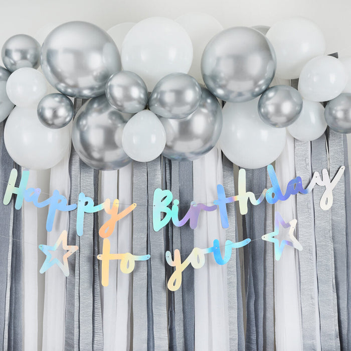 Iridescent 'Happy Birthday to You' Script Banner | 1ct
