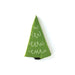 Green pine tree shaped napkin with white branch details and a small dark trunk on a white background.