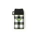 Adventure thermos shaped napkin with black lid, black-and-white plaid pattern, green trim, and “Adventure” label on a white background.