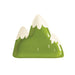 Adventure mountain shaped paper plate with green peaks, white snowcaps, and small tree details on a white background.