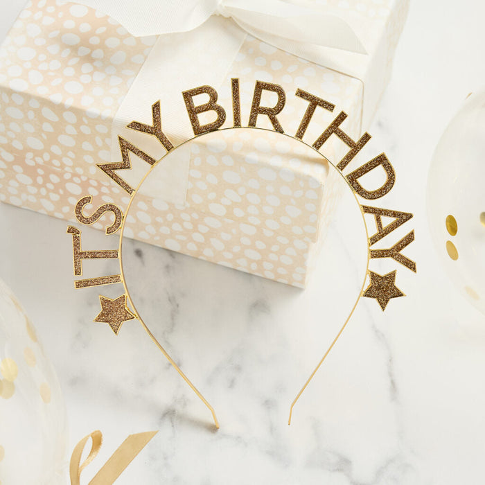 Gold It’s My Birthday Headband | 1ct