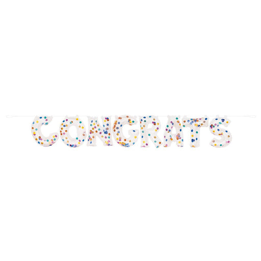 Air-Filled "Congrats" Clear Confetti Balloon Banner Kit, 10' | 1 ct