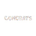 White letter balloons spelling "CONGRATS" filled with multicolored confetti dots arranged horizontally against a white background.